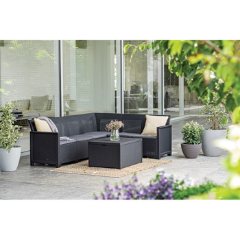 Keter baštenski set ugaoni Elodie 6 seater sa box stolom grafit CU 249596-1